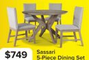 Sassari 5-Piece Dining Set - Taupe, Beige