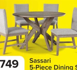 Sassari 5-Piece Dining Set - Taupe, Beige