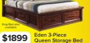 Eden 3-Piece Queen Storage Bed - Dark Brown