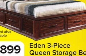 Eden 3-Piece Queen Storage Bed - Dark Brown