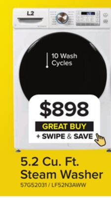 L2 White Front Load Washer (5.2 Cu. Ft) - LF52N3AWW