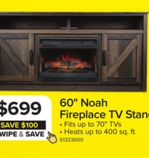 Noah 59.75" Fireplace TV Stand - Aged Oak